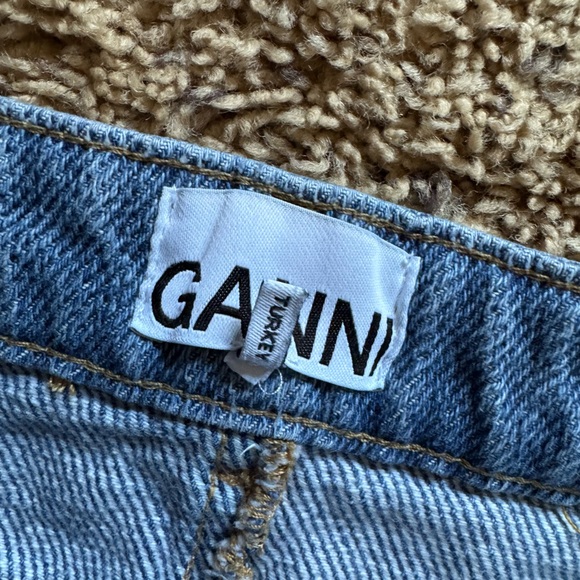 GANNI Organic Cotton Denim Skirt Size 42 Raw Hem Sustainable Made in Turkey - Picture 4 of 9